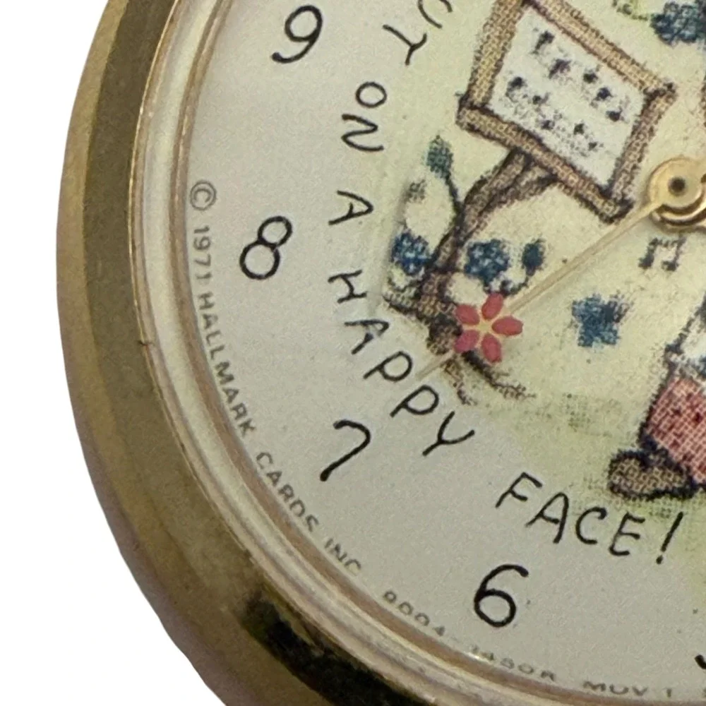 Vintage‎ Picco Hallmark 1971 Put On A Happy Face Watch Pink Untested For Parts